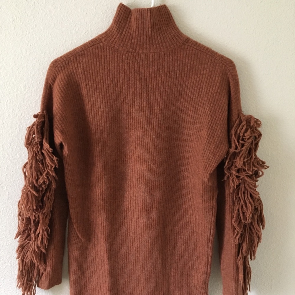 LAST CHANCE//BCBG Turtleneck Fringed Tunic Sweater